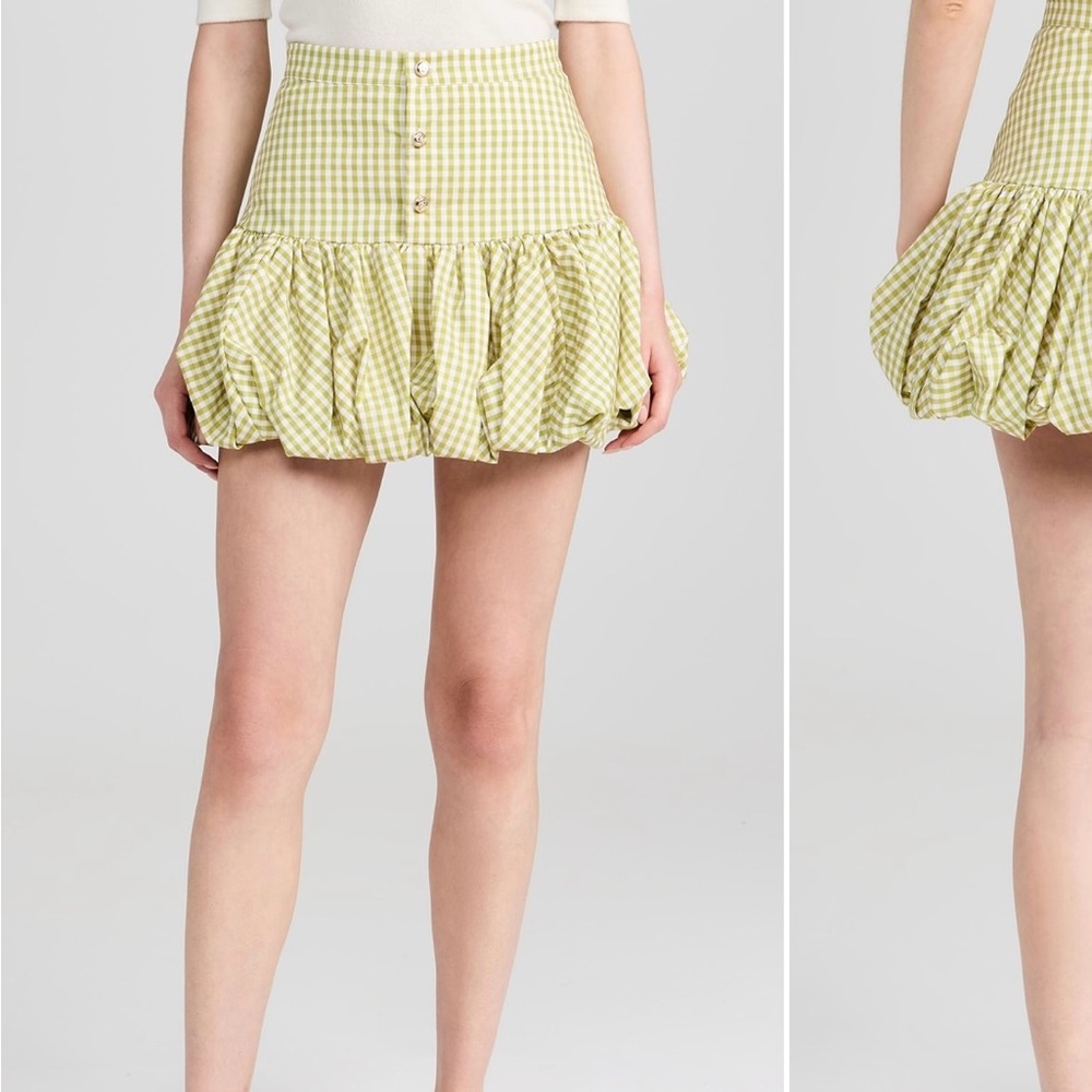 NWT pistachio gingham Mini Bubble Skirt
